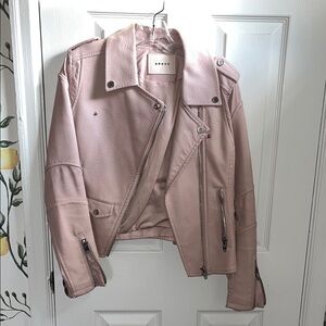 Blank NYC Pink FAUX Leather Moto Jacket with Asymmetrical Zipper and Cropped Fit
